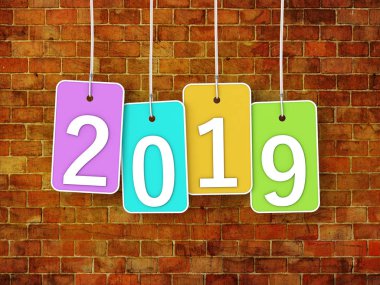      Yeni yıl 2019 yaratıcı tasarım konsepti - 3d görüntü 