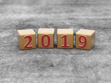      Yeni yıl 2019 yaratıcı tasarım konsepti - 3d görüntü 