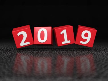      Yeni yıl 2019 yaratıcı tasarım konsepti - 3d görüntü 