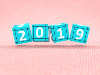      Yeni yıl 2019 yaratıcı tasarım konsepti - 3d görüntü 
