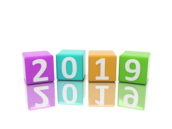 New Year 2019 Creative Design Concept Rendered Image — Stock Photo, Image