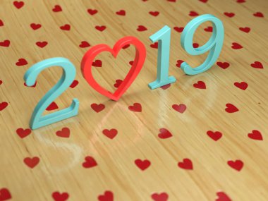     Yeni yıl 2019 yaratıcı tasarım konsepti - 3d görüntü 
