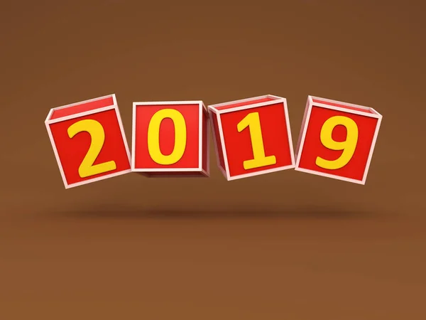 Ano Novo 2019 Conceito Design Criativo Imagem Renderizada — Fotografia de Stock