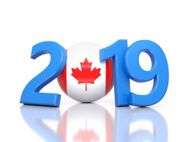 Yeni yıl 2019 yaratıcı tasarım konsepti ile bayrak - 3d görüntü işlenen