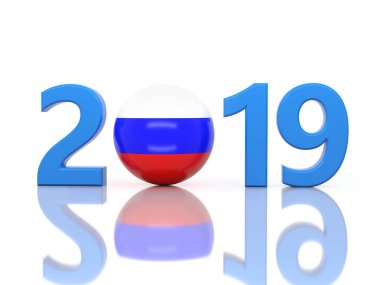 Yeni yıl 2019 yaratıcı tasarım konsepti ile bayrak - 3d görüntü işlenen