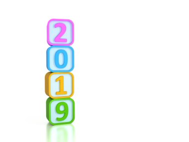 Yeni yıl 2019 yaratıcı tasarım konsepti - 3d görüntü