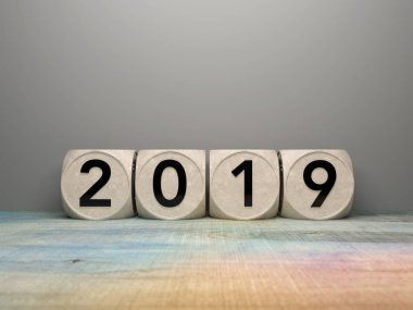 Yeni yıl 2019 yaratıcı tasarım konsepti - 3d görüntü