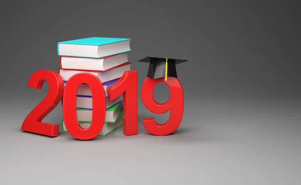 New year 2019 with Text books - 3d Rendering Image