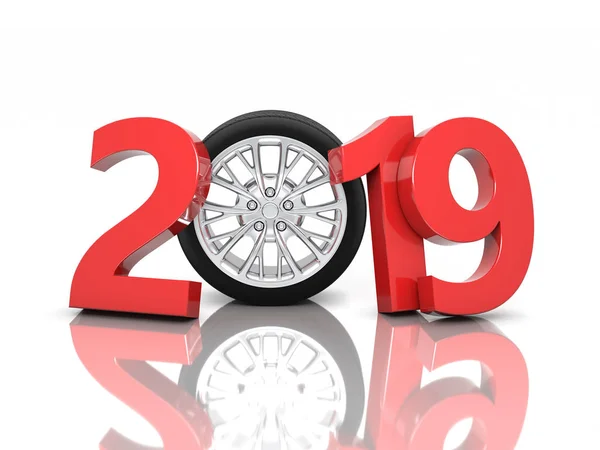 File name:New Year 2019 with Wheel - 3D Rendering Image