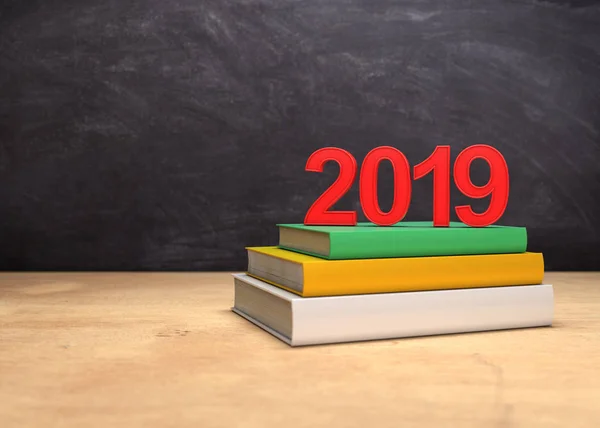 Nuevo Año 2019 Con Libros Texto Rendering Image — Foto de Stock