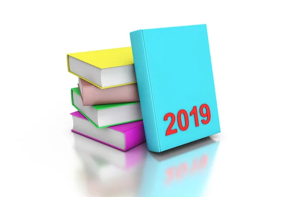 Ano Novo 2019 Com Livros Texto Rendering Image — Fotografia de Stock