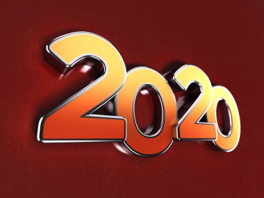 Yeni yıl 2020 yaratıcı tasarım konsepti - 3d görüntü