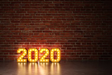 Yeni yıl 2020 yaratıcı tasarım konsepti - 3d görüntü