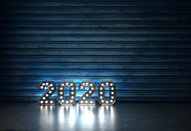 Yeni yıl 2020 yaratıcı tasarım konsepti - 3d görüntü