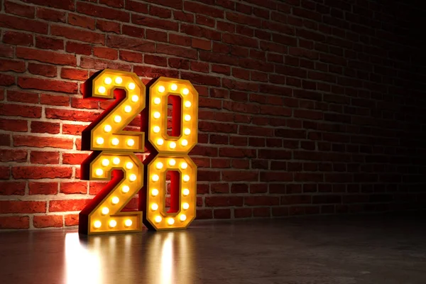 Yeni yıl 2020 yaratıcı tasarım konsepti - 3d görüntü