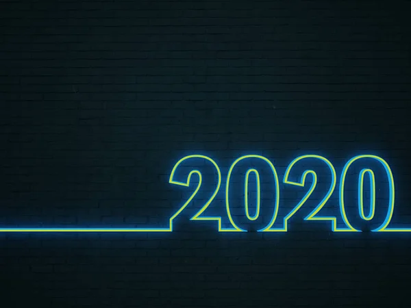 Nowy Rok 2020 Pień Projekt Koncepcyjny Renderowanego Obrazu — Zdjęcie stockowe