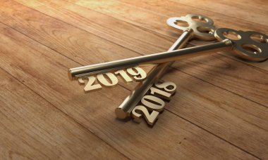 Yeni yıl 2019 yaratıcı tasarım konsepti - 3d görüntü