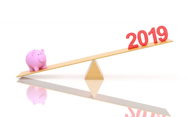 Новий Рік 2019 Piggy Модель Рендеринга — стокове фото
