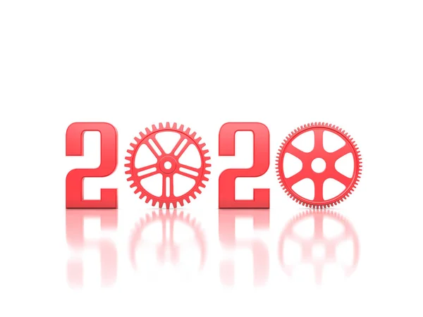 Nový Rok 2020 Kreativní Design Concept Gears Vykreslení Obrazu — Stock fotografie
