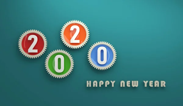 Yeni Yıl 2020 Yaratıcı Tasarım Konsepti Ile Vites Görüntü Işlenen — Stok fotoğraf