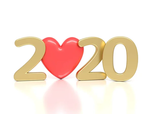 New Year 2020 Creative Design Concept Heart Symbol Rendered Image — Stock Photo, Image