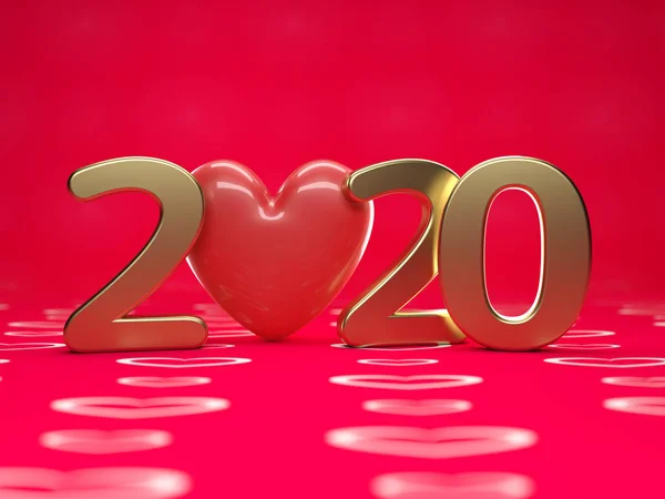 New Year 2020 Creative Design Concept Heart Symbol Rendered Image — Stock Photo, Image