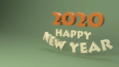 Yeni yıl 2020 yaratıcı tasarım konsepti - 3d görüntü