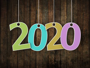 Yeni yıl 2020 yaratıcı tasarım konsepti - 3d görüntü