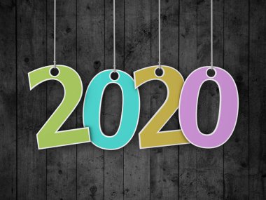 Yeni yıl 2020 yaratıcı tasarım konsepti - 3d görüntü