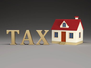 Vergi kavramı ev modeli - 3d görüntü