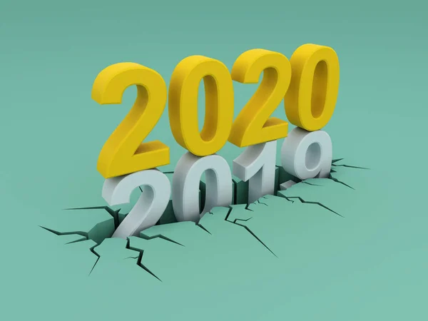 Concepto Año Nuevo 2020 Imagen Renderizada —  Fotos de Stock