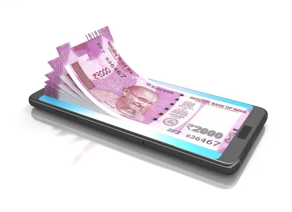 Nieuwe Indiase Valuta Mobiele Gerenderde Afbeelding — Stockfoto