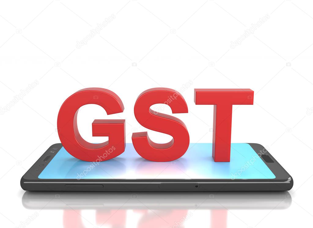 G S T Text on mobile - 3D Rendering Image