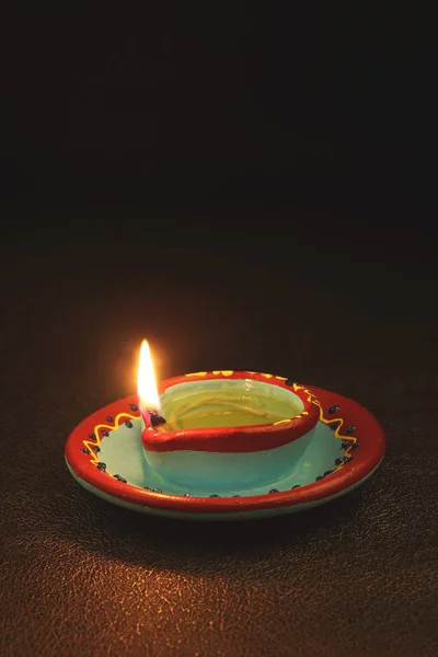 Lâmpada Óleo Tradicional Indiana Durante Festival Diwali — Fotografia de Stock