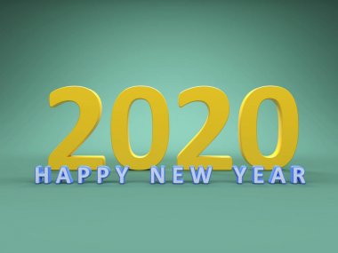 Yeni yıl 2020 yaratıcı tasarım konsepti - 3d görüntü