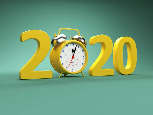 Capodanno 2020 Con Orologio Immagine Renderizzata — Foto Stock