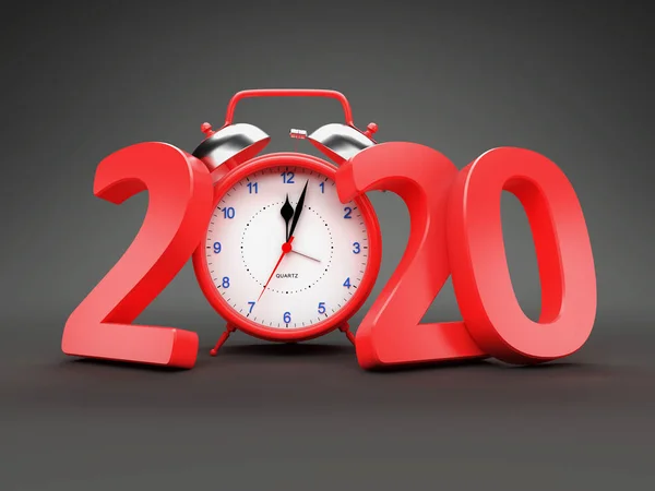 Ano Novo 2020 Com Relógio Imagem Renderizada — Fotografia de Stock