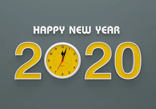 Neujahr 2020 Mit Uhr Gerendertes Bild — Stockfoto