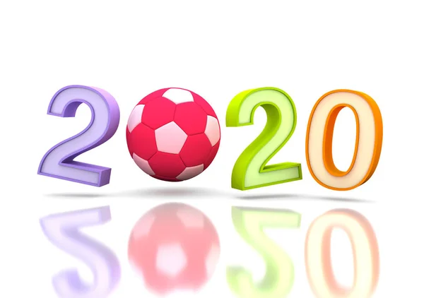 サッカーで新年2020 3Dレンダリング画像 — ストック写真