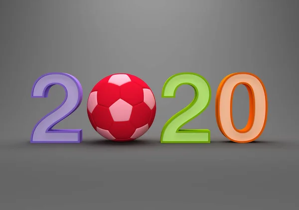 Nový Rok 2020 Fotbalem Vykreslený Obraz — Stock fotografie