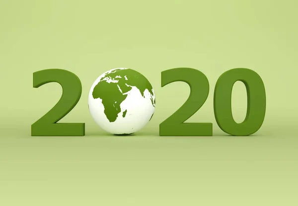 Nieuw Jaar 2020 Creatief Ontwerp Concept Met Earth Globe Afbeelding — Stockfoto