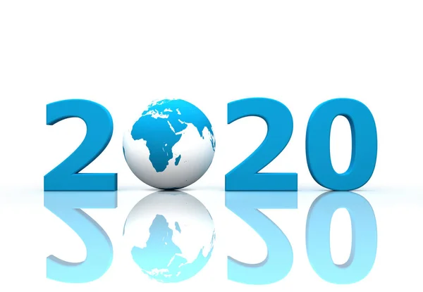 Новий Рік 2020 Концепція Креативного Дизайну Глобусом Землі Рендеринг Зображення — стокове фото