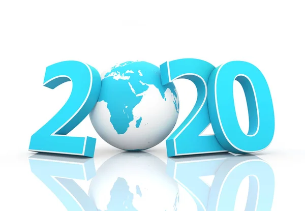 New Year 2020 Creative Design Concept Earth Globe Rendered Image — Stock Photo, Image