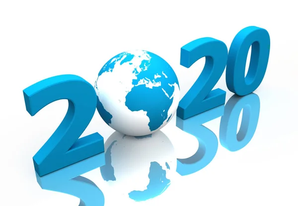 New Year 2020 Creative Design Concept Earth Globe Rendered Image — Stock Photo, Image