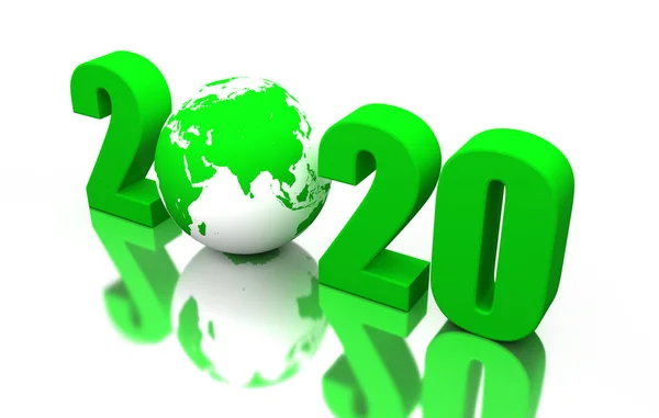 New Year 2020 Creative Design Concept Earth Globe Rendered Image — Stock Photo, Image