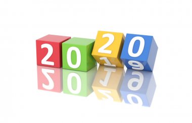 Yeni yıl 2020 yaratıcı tasarım konsepti - 3d görüntü