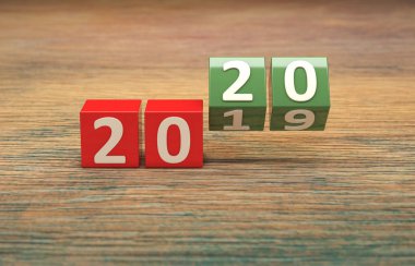 Yeni yıl 2020 yaratıcı tasarım konsepti - 3d görüntü