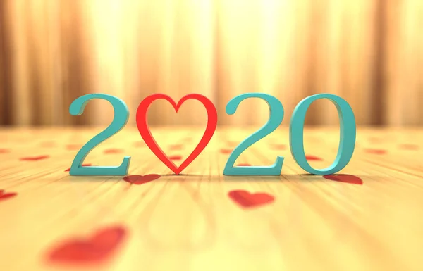 Nuovo Anno 2020 Creative Design Concept Con Heart Symbol Immagine — Foto Stock