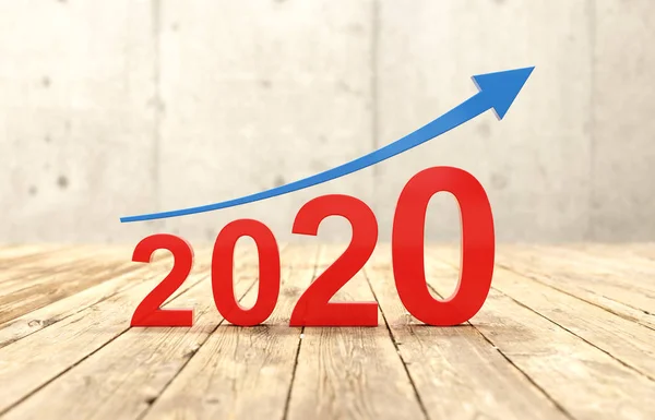 Nyår 2020 Creative Design Concept Med Arrow Renderade Bild — Stockfoto