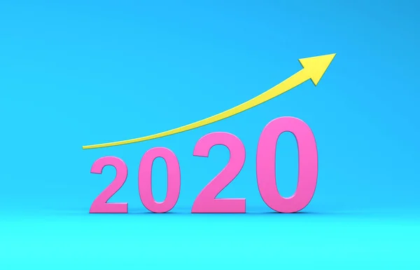 Nyår 2020 Creative Design Concept Med Arrow Renderade Bild — Stockfoto